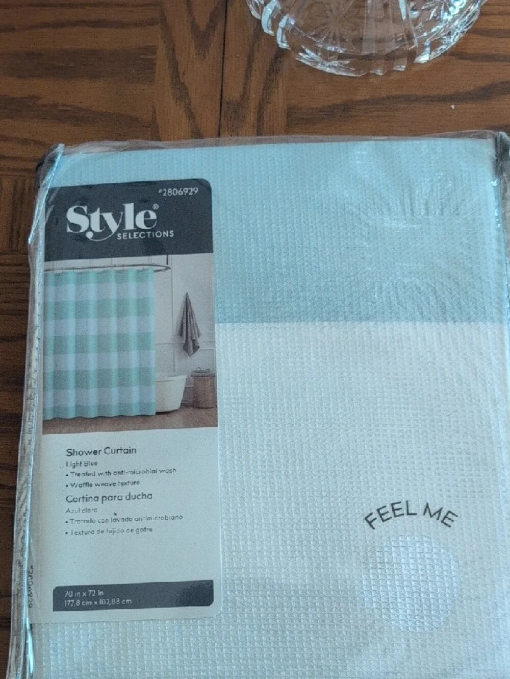 Style & Co. Light Blue and White Waffle Weave Shower Curtain